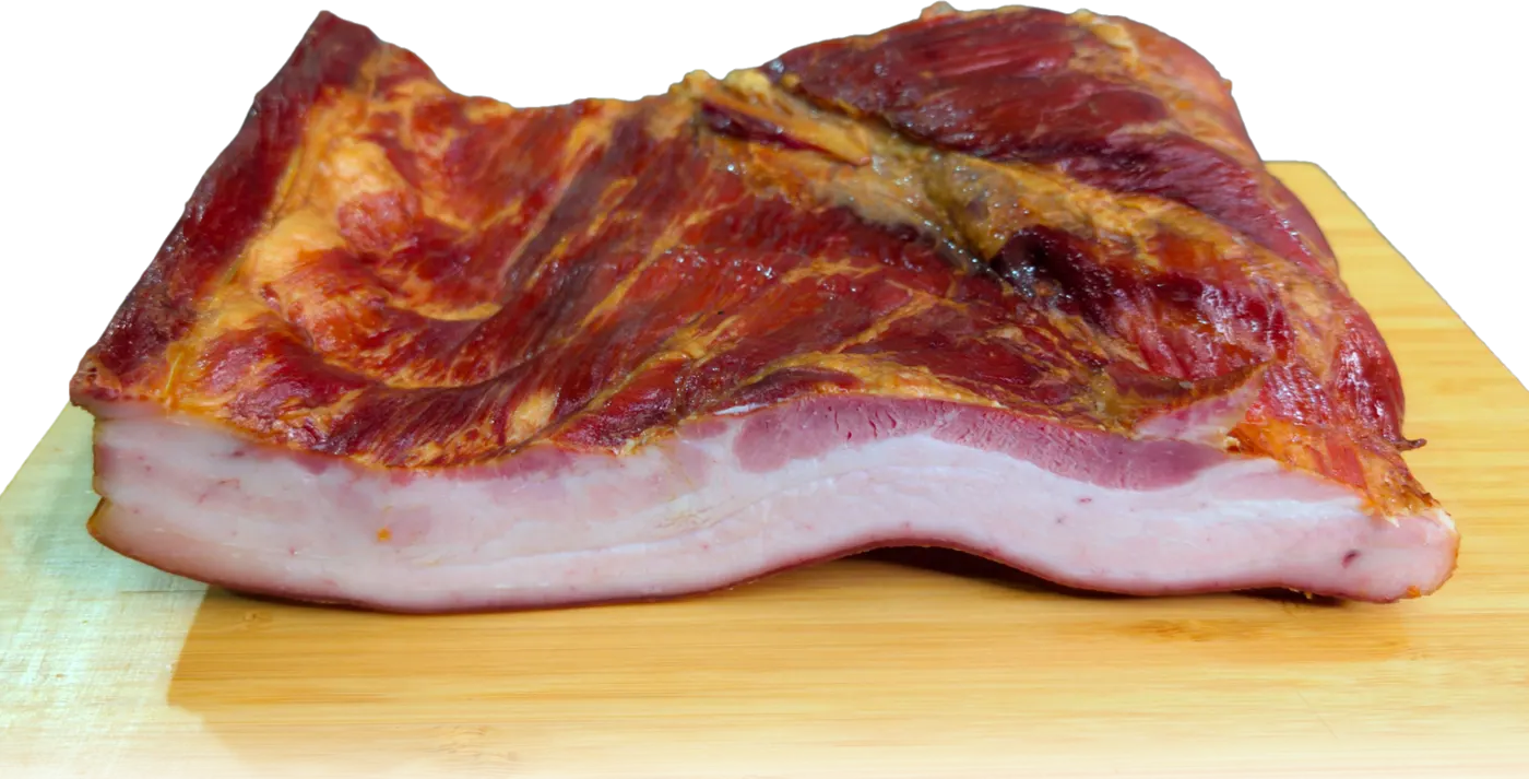 Bacon barriga Sabori, manta inteira sobre tábua